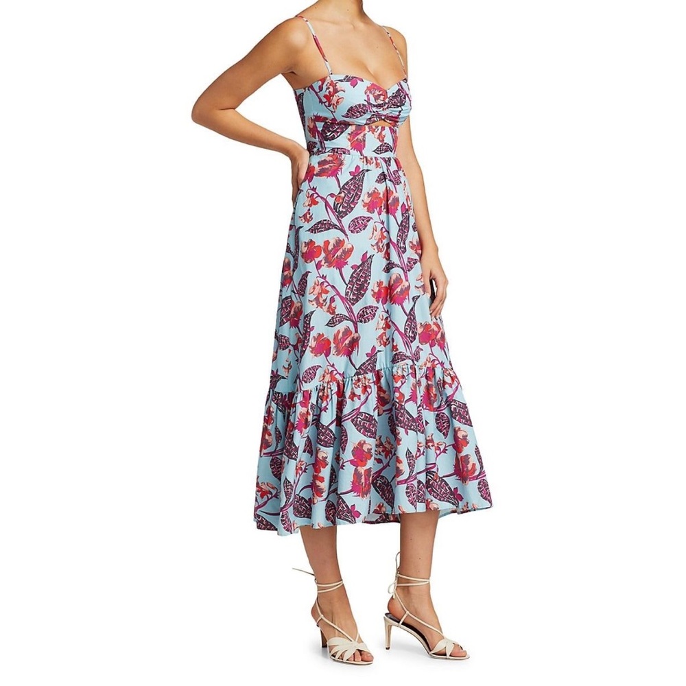A.L.C. Blue and Red Floral Midi Dress - Picture 13 of 14